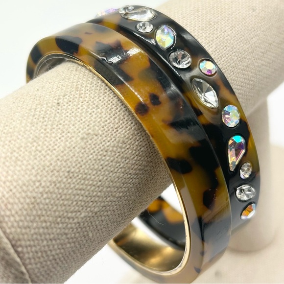 J. Crew Lot of Two Tortoise Bangle Bracelets - Picture 1 of 5